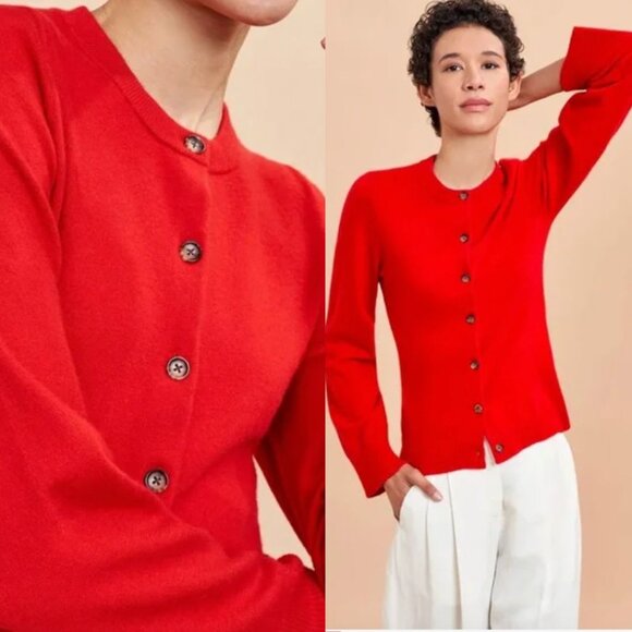La Ligne Sweaters - NWT La Ligne Bright Red Mateo Cashmere Cardigan